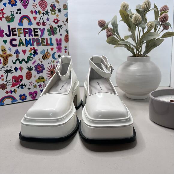 Jeffery Campbell Empath Patent Leather Mary Jane Platform White Women 6 NWB - Picture 4 of 11